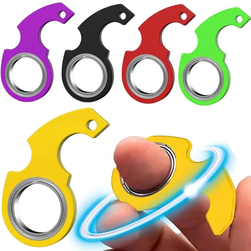 Compact fidget spinner keychain for stress relief and everyday carry in multiple colors