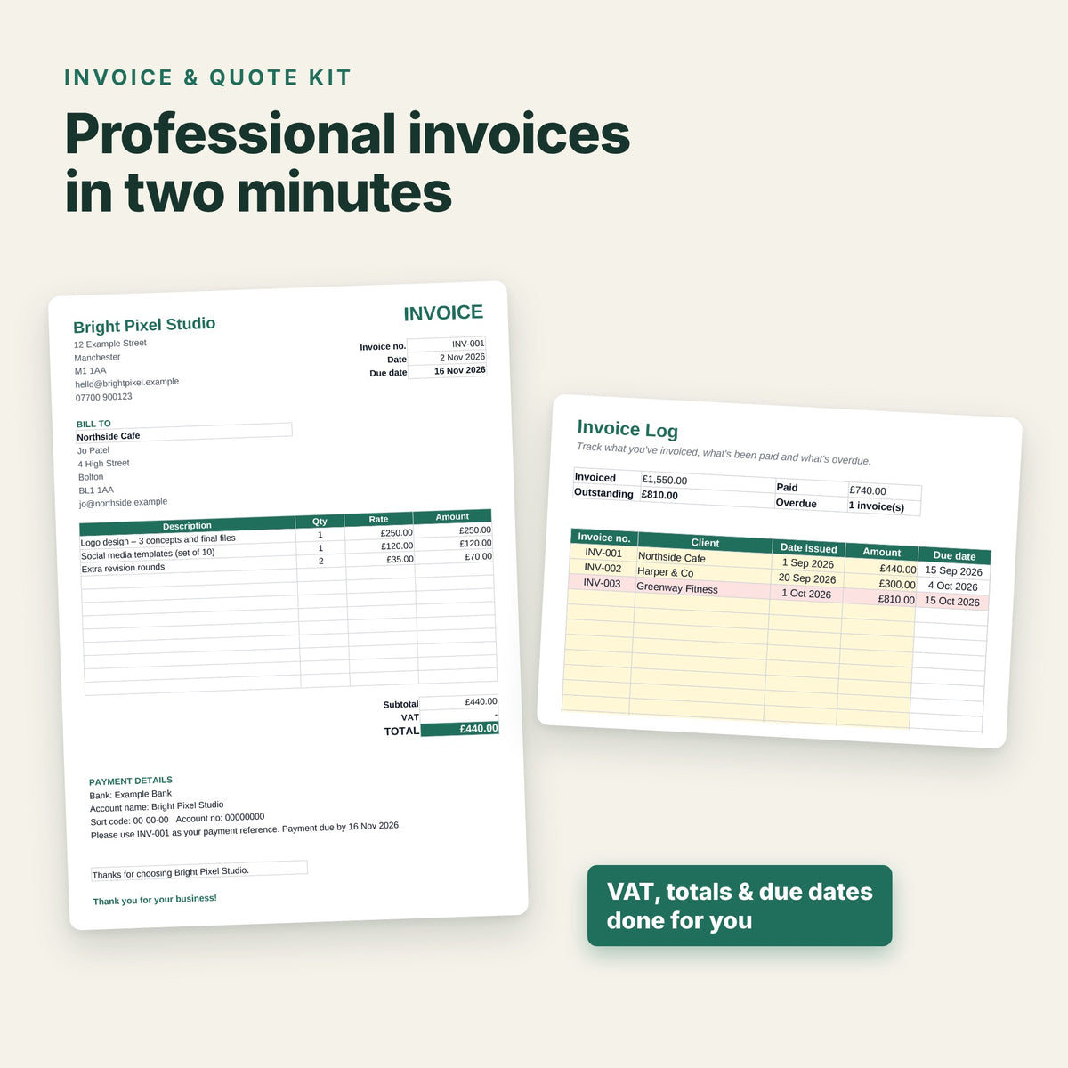 Life Admin Bundle – Budget, Meal Planner & Invoice Templates (Excel & Google Sheets)