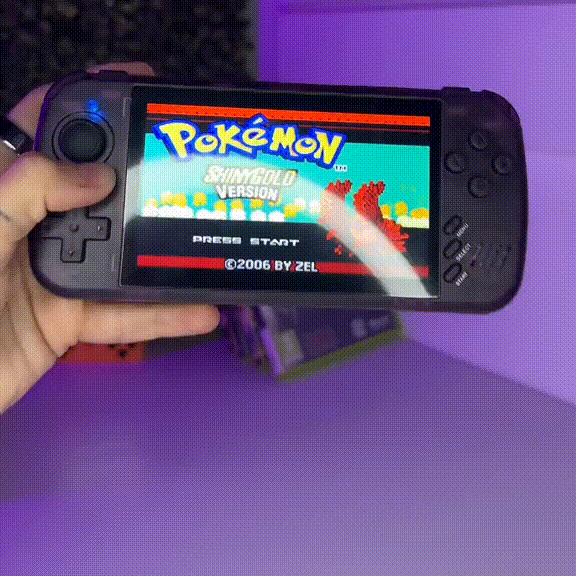 Handheld retro gaming console with built-in screen and 15,000+ pre-loaded games for portable offline play