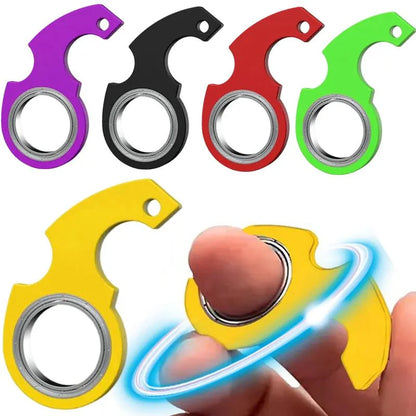 Compact fidget spinner keychain for stress relief and everyday carry in multiple colors
