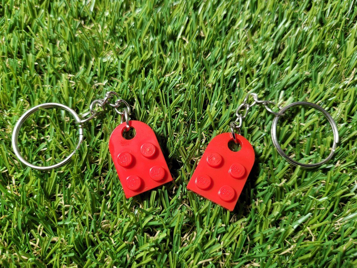 Lego-Style Heart Keychain Set - Matching Couples Keyring - Infigenics
