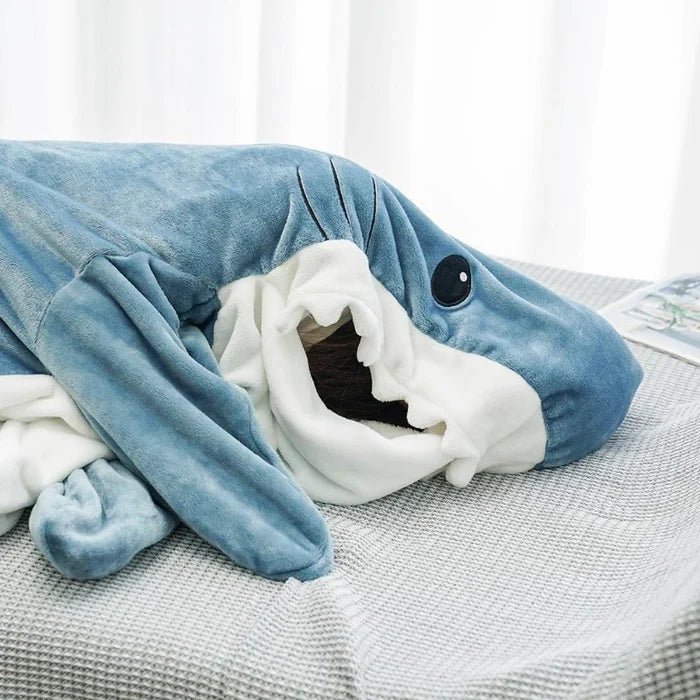 Plush Shark Onesie - Soft Fleece Hooded Pyjamas - Infigenics
