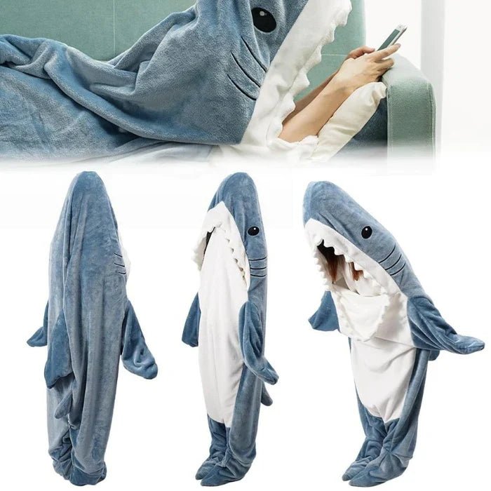 Plush Shark Onesie - Soft Fleece Hooded Pyjamas - Infigenics