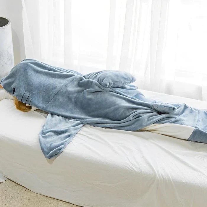 Plush Shark Onesie - Soft Fleece Hooded Pyjamas - Infigenics
