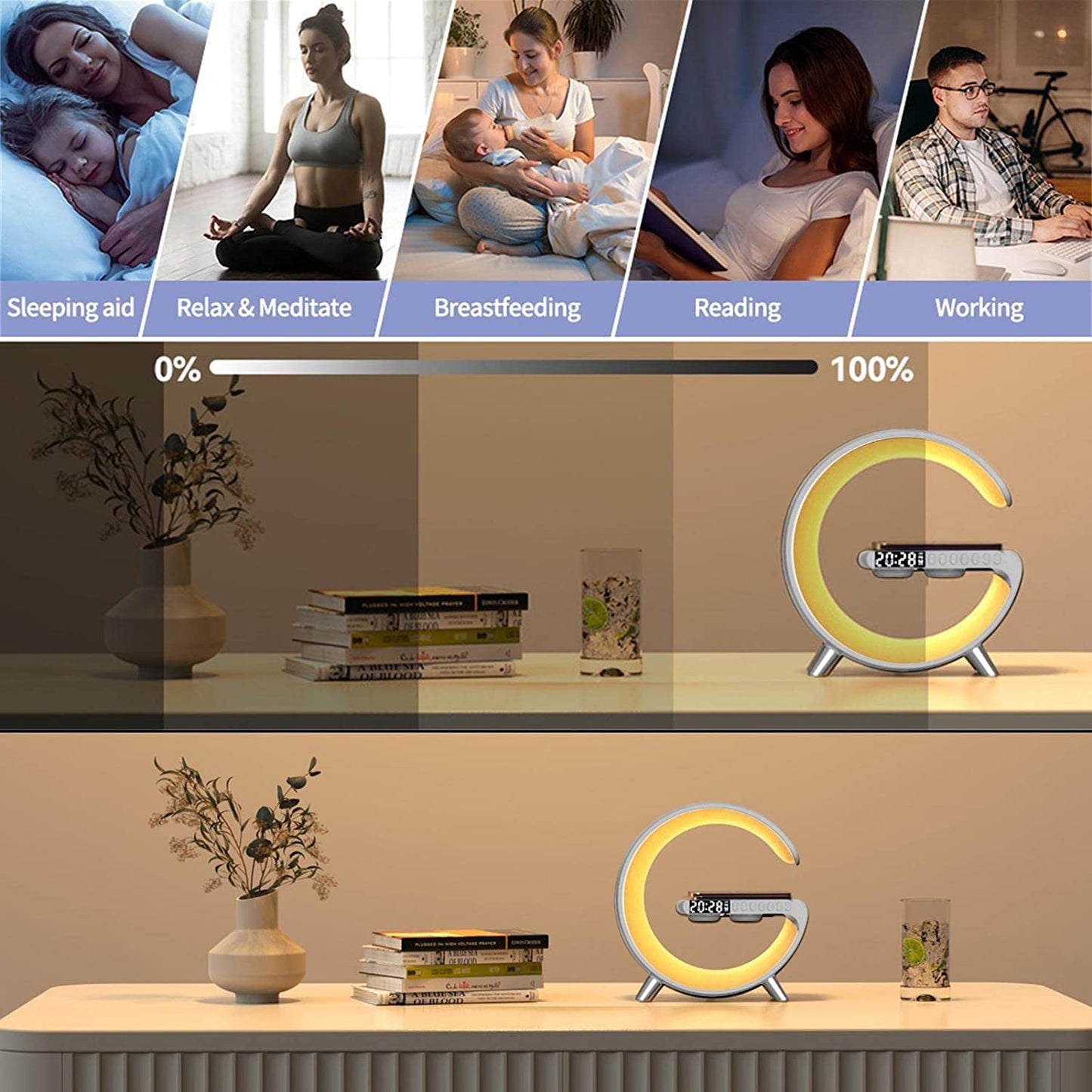 Wireless Charging Desk Lamp - LED Bedside Lamp with Qi Charger - Infigenics